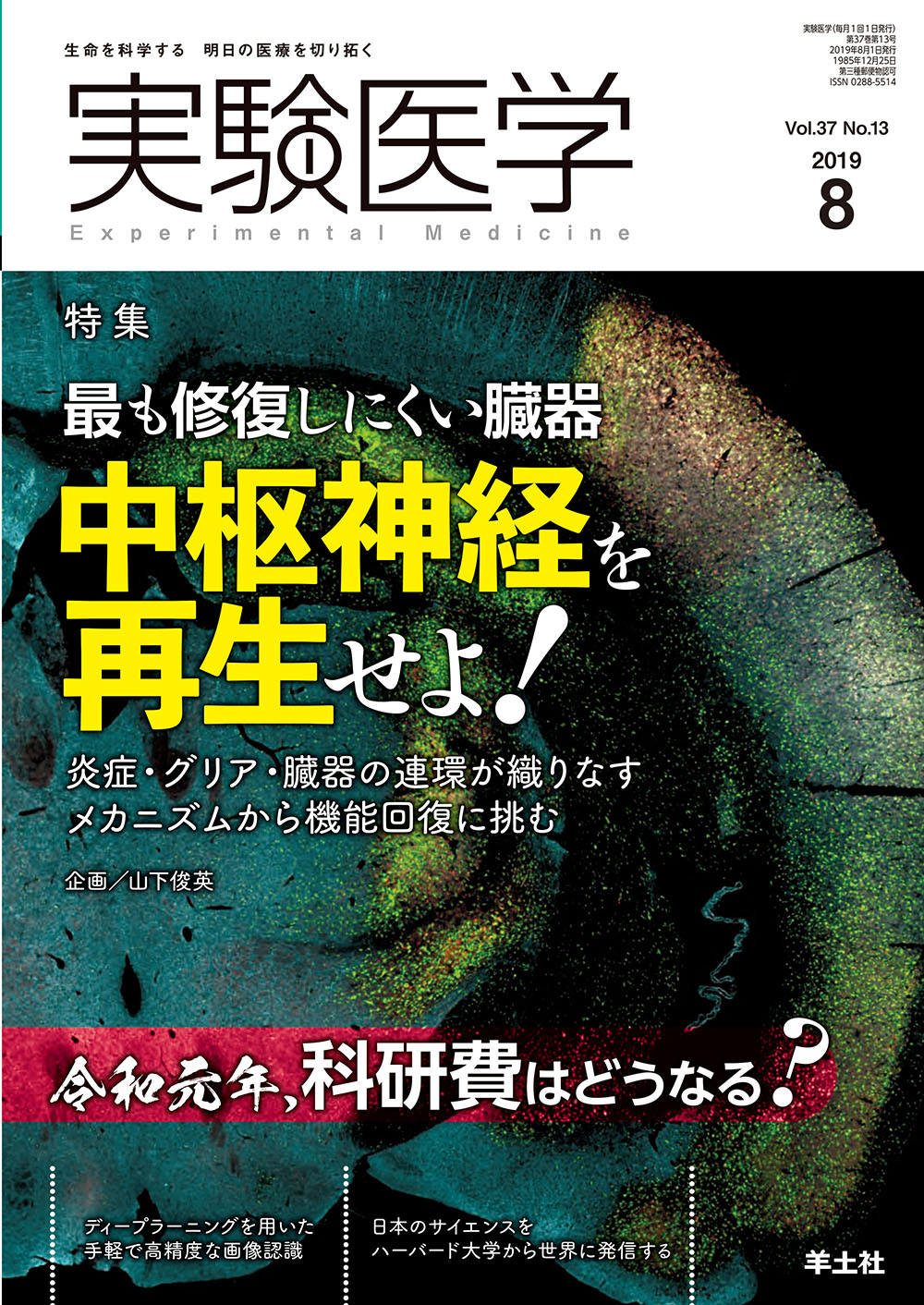 実験医学 2019年8月号: 最も修復しにくい臓器中枢神経を再生せよ! [書籍]